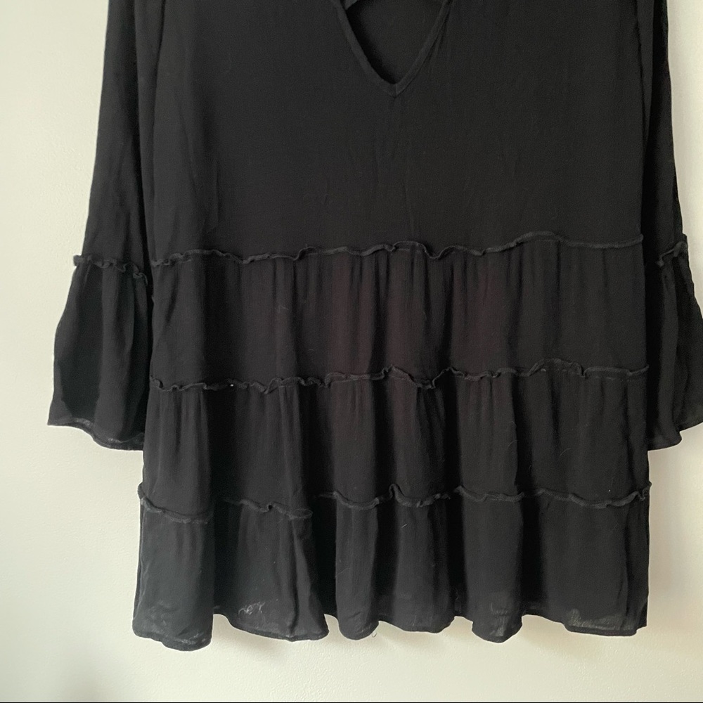 American Eagle Black Flowy Open Back Babydoll Top - image 6